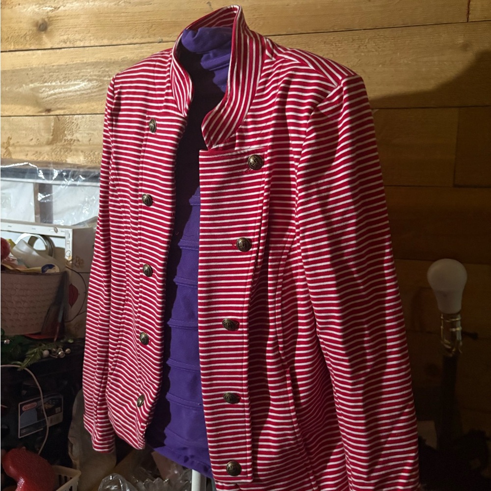 Tommy Hilfiger Red and White Blazer Structured Suit Jacket